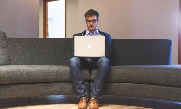 young man working from home